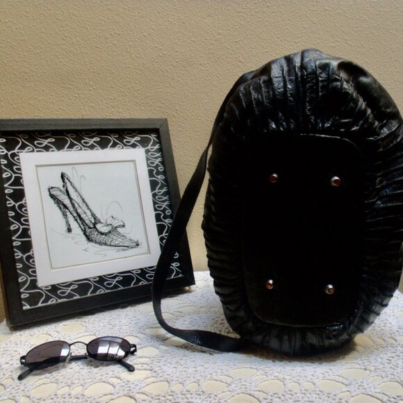 RIPANI Made in Italy Large Satchel / Crossbody Black Leather Bag - Picture 4 of 10